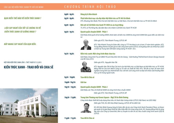 Hội Thảo Kiến Trúc Xanh Lần 3 